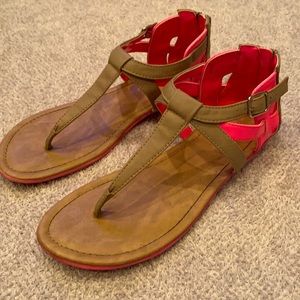 Kenneth Cole girls sandals, neon pink and tan s- 5